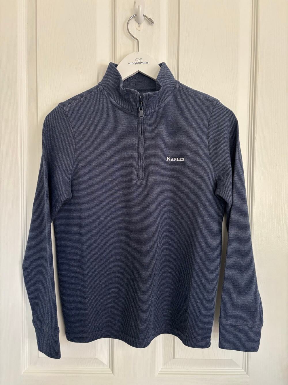 NWT Vineyard Vines Pull On Boys Quarter Zip  Medium (12-14) Striped Blue Naples